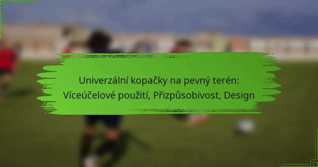 Univerzální kopačky na pevný terén: Víceúčelové použití, Přizpůsobivost, Design