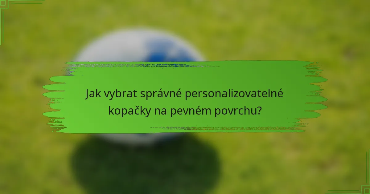 Jak vybrat správné personalizovatelné kopačky na pevném povrchu?