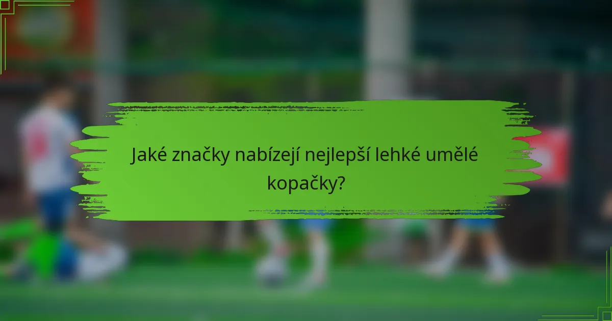 Jaké značky nabízejí nejlepší lehké umělé kopačky?